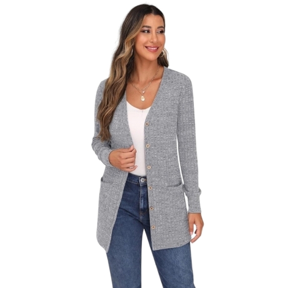 Grecerelle Sweaters - GRECERELLE- Long  Sleeve Open Front Cardigans With Buttons
